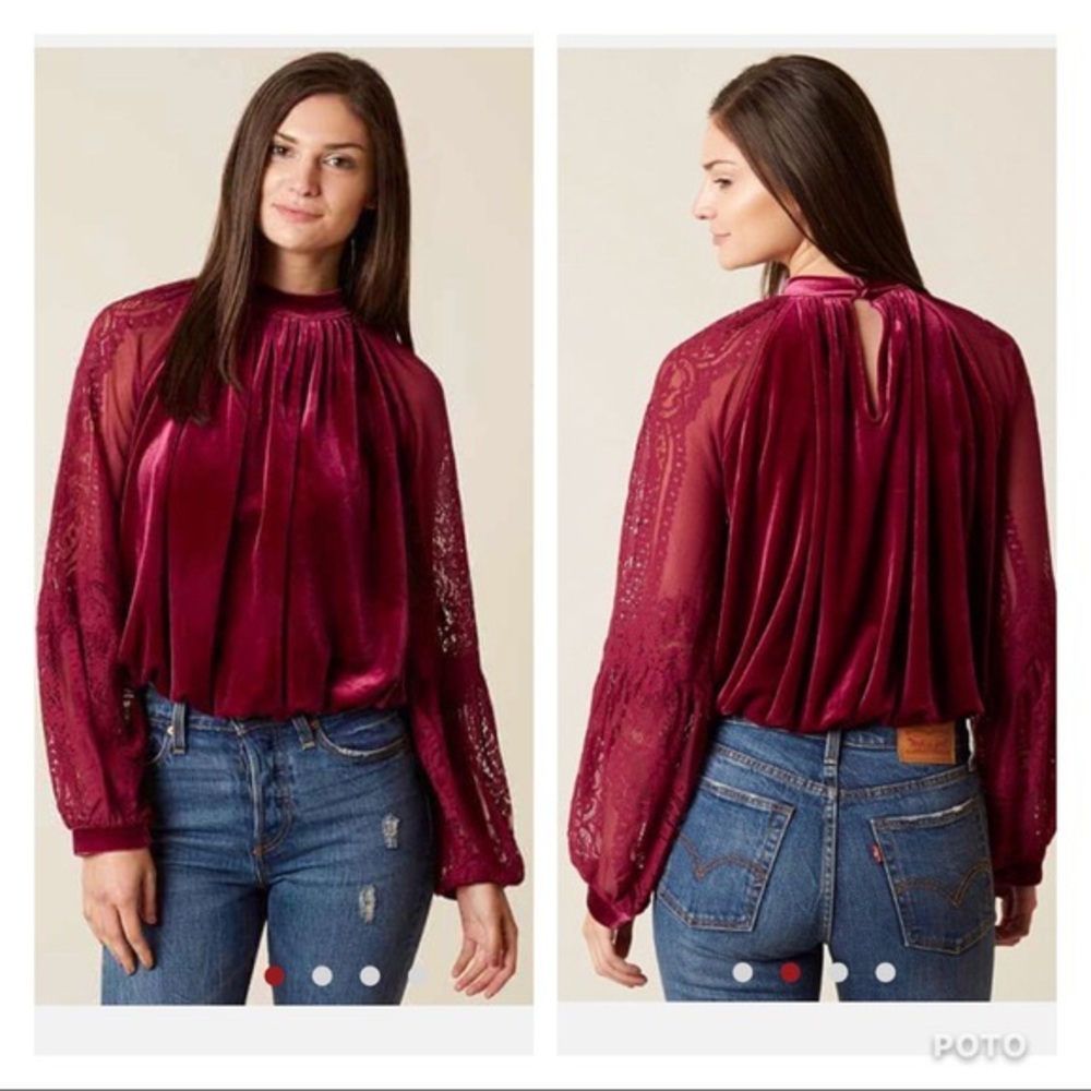 Free People Velvet + Lace Top